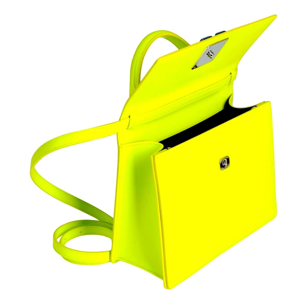 OFF WHITE NEON GREEN HANDBAG WITH DETACHABLE STRAP.